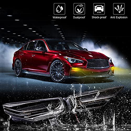 AUXMART Dynamic Blink Fog Lights Assembly for Infiniti Q50 Sport 2014-2020 Front Bumper LED Amber Turn Signal Lamp Assembly for Infiniti Q50 2015 2016 2017 2018 2019 - Image 5