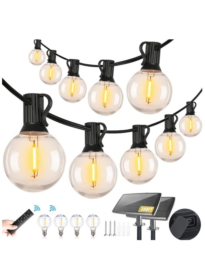 Generic Solar Outdoor String Lights Waterproof, Solar Powered Patio Lights with Remote Control & 40 Shatterproof G40 Edison Bulbs, Dimmable LED Solar String Lights for Outside (20MTR 40 BULB),Warm White  - Image 1