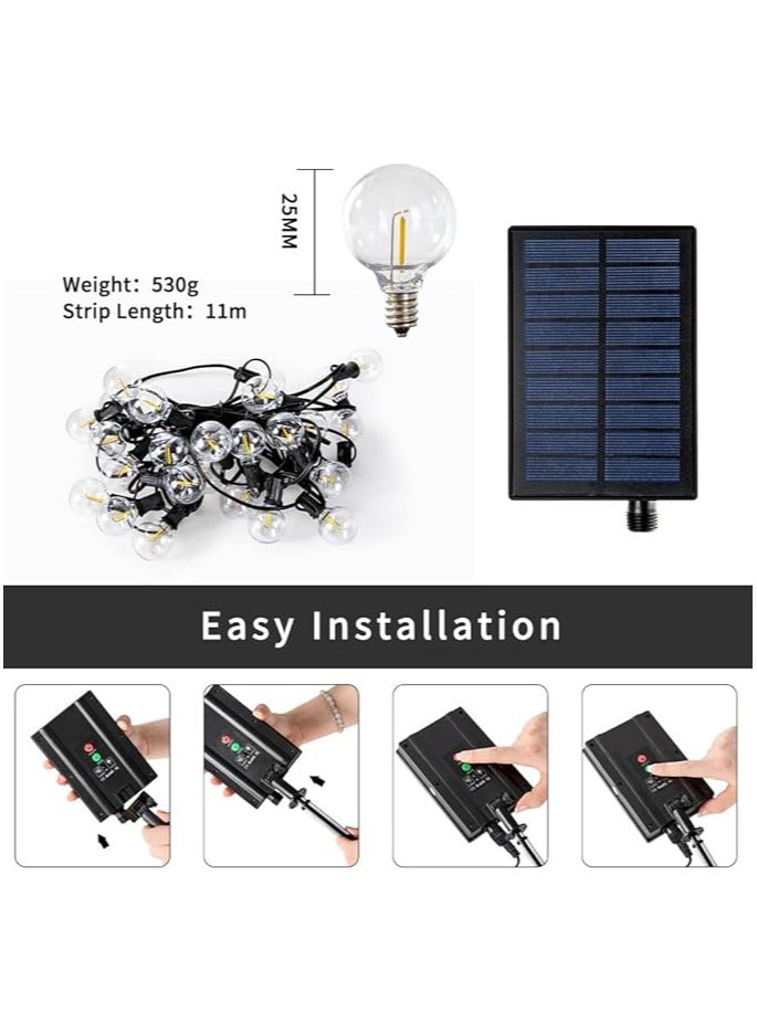 Generic Solar Outdoor String Lights Waterproof, Solar Powered Patio Lights with Remote Control & 40 Shatterproof G40 Edison Bulbs, Dimmable LED Solar String Lights for Outside (20MTR 40 BULB),Warm White  - Image 2