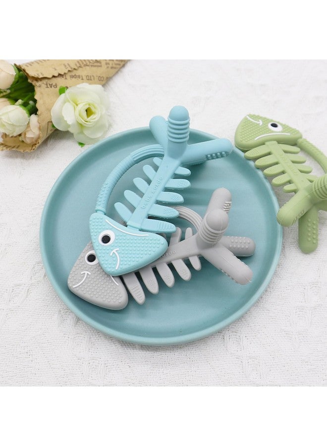 Bebe Mondo 3in1 Infant Toys, Baby Teething Toys 3-6 6-12 Months, Teethers for Babies 3-6-12 Months, for Teething Relief, Baby Teether Gift, Silicone,Sensory, Baby Toys 0-6 Months,USA Patent Pending,Fish,(Olive) - Image 1