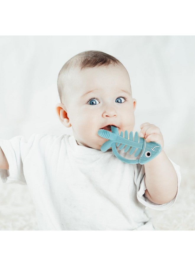 Bebe Mondo 3in1 Infant Toys, Baby Teething Toys 3-6 6-12 Months, Teethers for Babies 3-6-12 Months, for Teething Relief, Baby Teether Gift, Silicone,Sensory, Baby Toys 0-6 Months,USA Patent Pending,Fish,(Olive) - Image 3