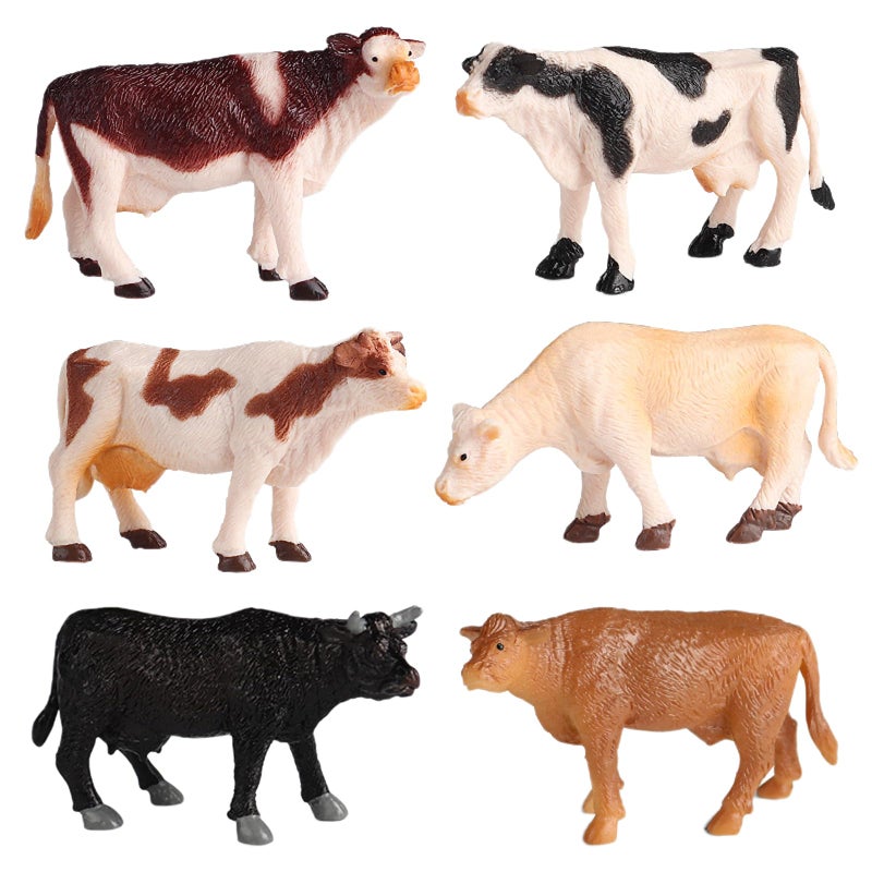 AENIMELY Mini Cow Figurines Set Realistic Solid Plastic Dairy Cattle Farm Animal Figuriness Educational Toys Cake Toppers Gifts for Kids - Image 3