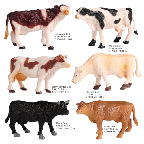 AENIMELY Mini Cow Figurines Set Realistic Solid Plastic Dairy Cattle Farm Animal Figuriness Educational Toys Cake Toppers Gifts for Kids - Image 5