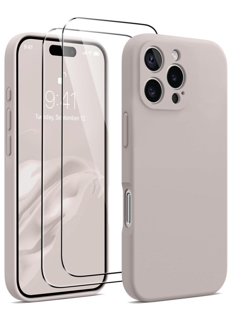 Titanium Silicone Case for iPhone 16 Pro Max - Camera Protection, MagSafe Compatible, Anti-Scratch Microfiber Lining, Includes 2 Screen Protectors - Image 1