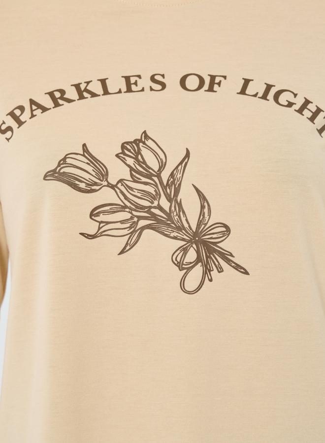 Styli Beige Graphic Print Long Sleeve T-Shirt - Image 3