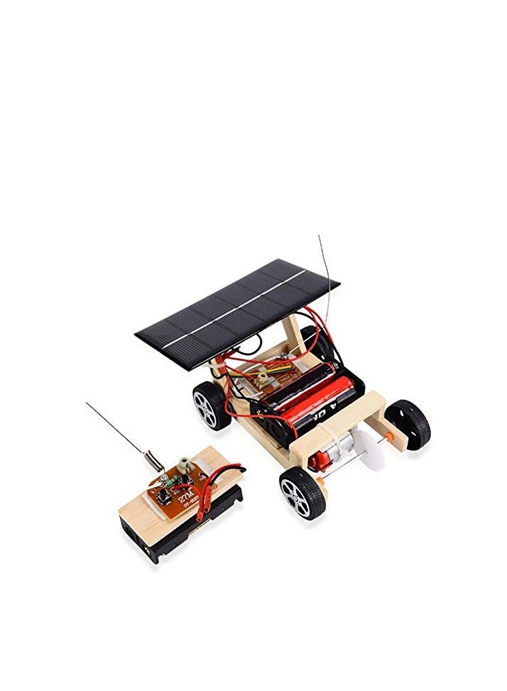 Mini DIY Solar Remote Control Car, DIY Wooden RC Car Model Kit, Kids Educational Toy, Learning Science Building Toy for Kids, RC Cars Gifts for Kids - Image 1