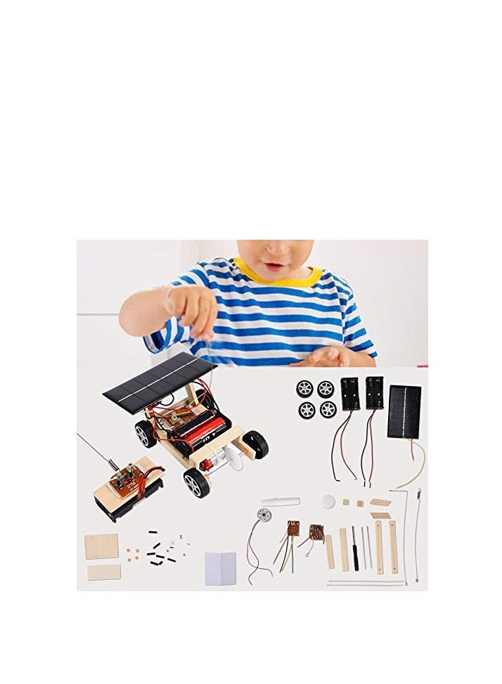 Mini DIY Solar Remote Control Car, DIY Wooden RC Car Model Kit, Kids Educational Toy, Learning Science Building Toy for Kids, RC Cars Gifts for Kids - Image 4