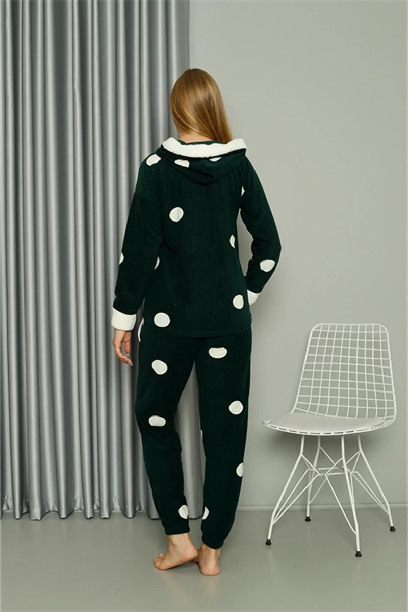 Akbeniz Welsoft Polar Women's Hooded Pajama Set 8512