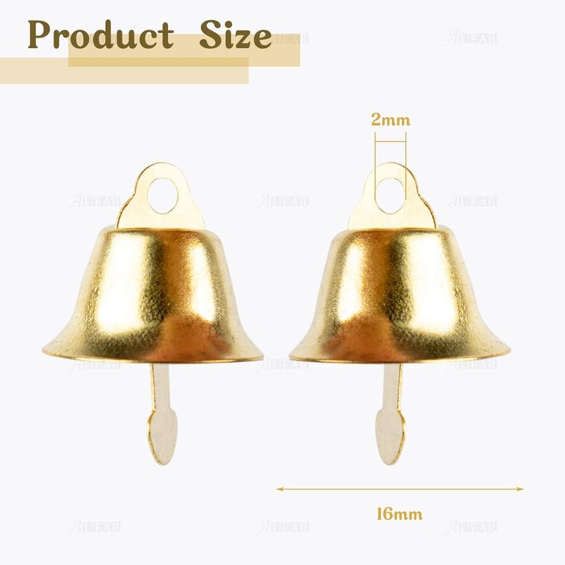 AUEAR , 120 Pack Gold Mini Jingle Bells Small Liberty Bell 16mm Craft Decorative Xmas Tree Ornaments for Party Wind Chimes Holiday Decor DIY - Image 2