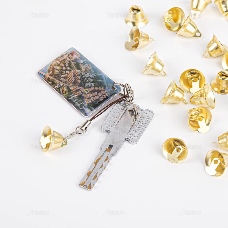 AUEAR , 120 Pack Gold Mini Jingle Bells Small Liberty Bell 16mm Craft Decorative Xmas Tree Ornaments for Party Wind Chimes Holiday Decor DIY - Image 4