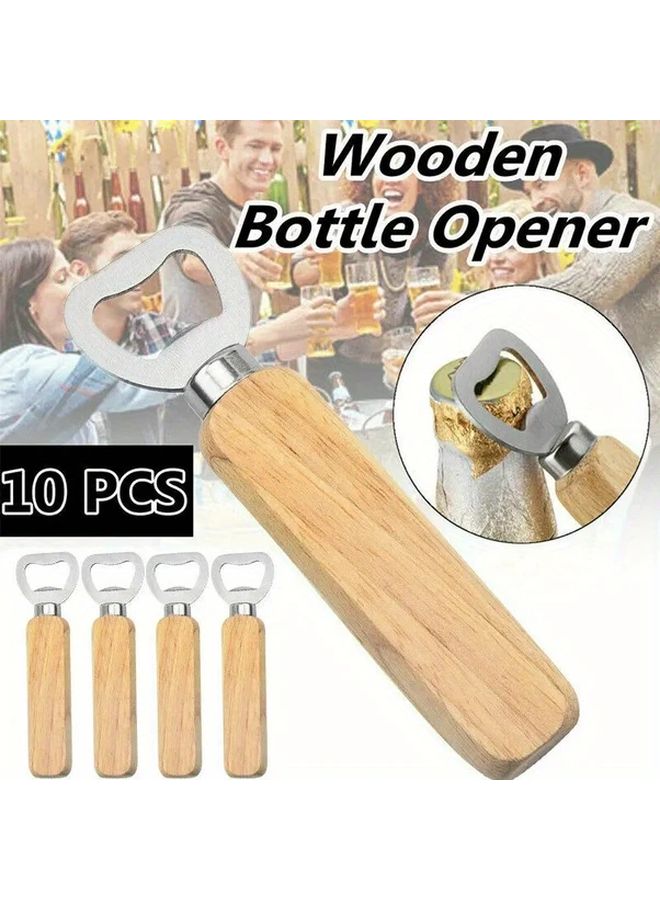 10 قطع مجموعة فتاحة زجاجات من الخشب المعاد تدويره مقبض مريح أدوات بار متينة - Image 5