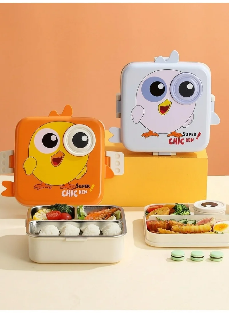 Mobcos Super Birdy Lunch Box Orange Carnival Super Birdy Lunch Box 3 Layer Stainless Steel Lunch Box Comes with 1 Detachable Tray, 1 Small Container & 1 Spoon Ideal for Kids BPA Free 1120ml+70ml - Orange  | Best Price UAE