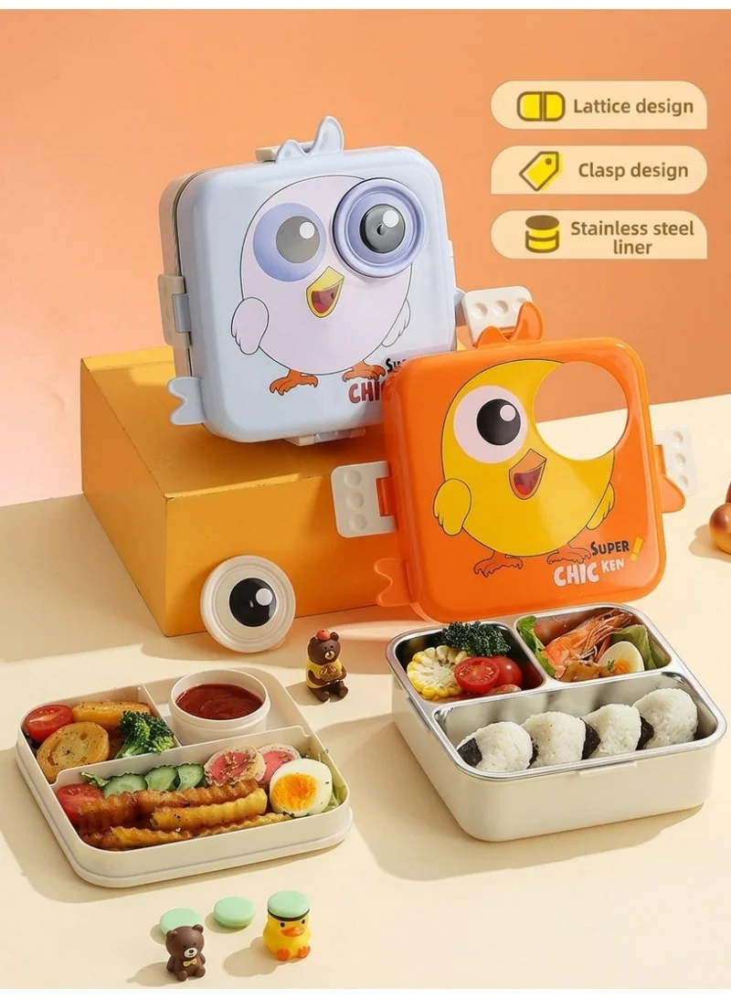 Mobcos Super Birdy Lunch Box Orange Carnival Super Birdy Lunch Box 3 Layer Stainless Steel Lunch Box Comes with 1 Detachable Tray, 1 Small Container & 1 Spoon Ideal for Kids BPA Free 1120ml+70ml - Orange  | Best Price UAE