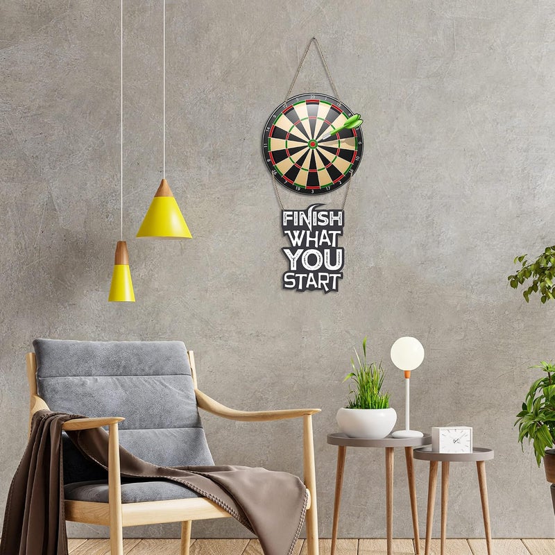 آرتفيب Finish What You Start Dart معلقة حائط خشبية | قطعة ديكور باقتباسات | ديكور حائط تحفيزي | بوستر حائط | قطعة فنية | فن جرافيك | هدايا | قطع ديكور مكتب (WH_5703N) - Image 1