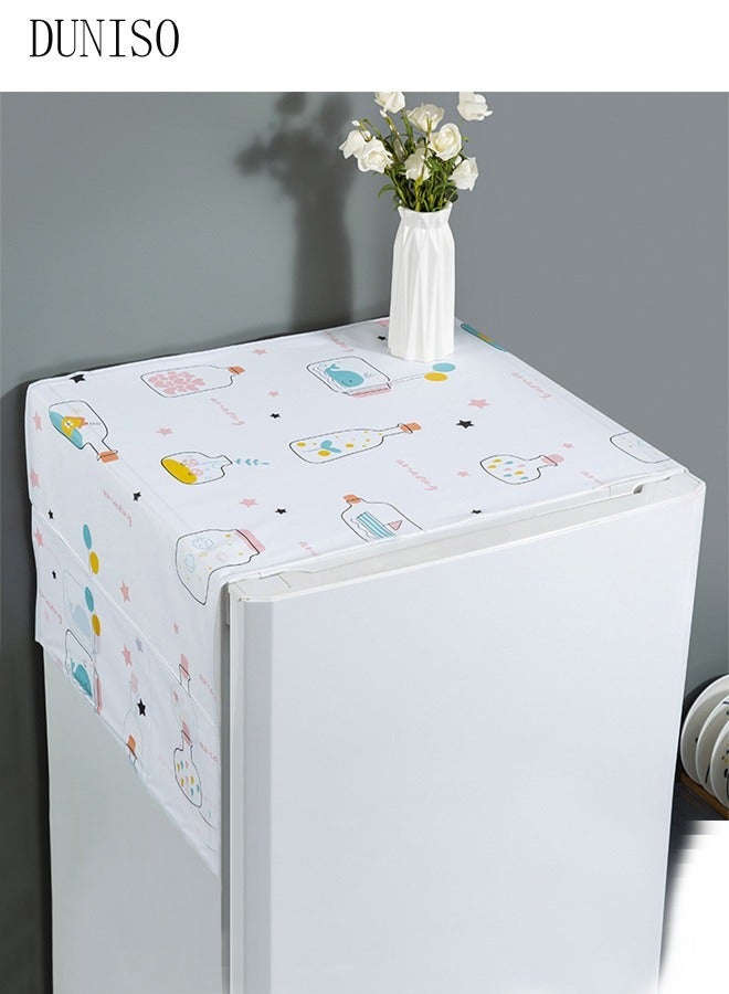 DUNISO Fridge Dust Cover Washer And Dryer Top Cover Refrigerator Dust Proof Cover with Storage Pockets with Side Storage Pockets Waterproof Multi-Purpose Top Covers - Image 1