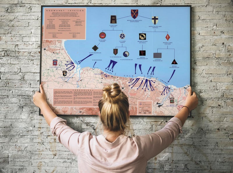 ArtCantHurtU 1944 World War 2 Map D-Day June 6th Normandy Military WWII History D Day Poster Wall Art Memorabilia Dday Omaha Beach Normandy Invastion Unframed (23"x30") - Image 1