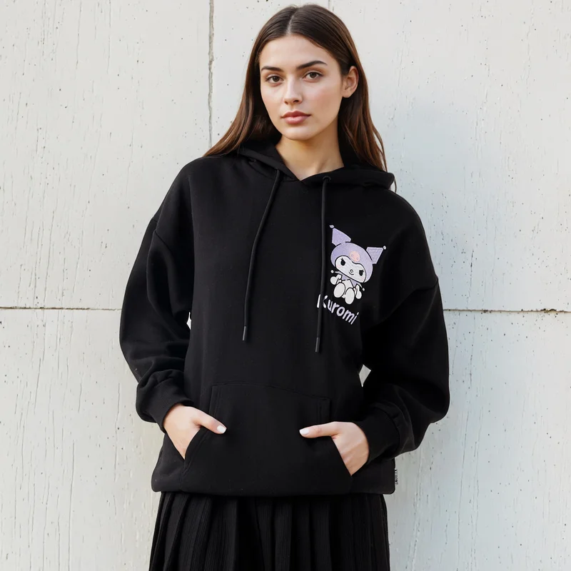 SP Characters  Oversized Hoodie with Kuromi Print for Women | Best Price UAE