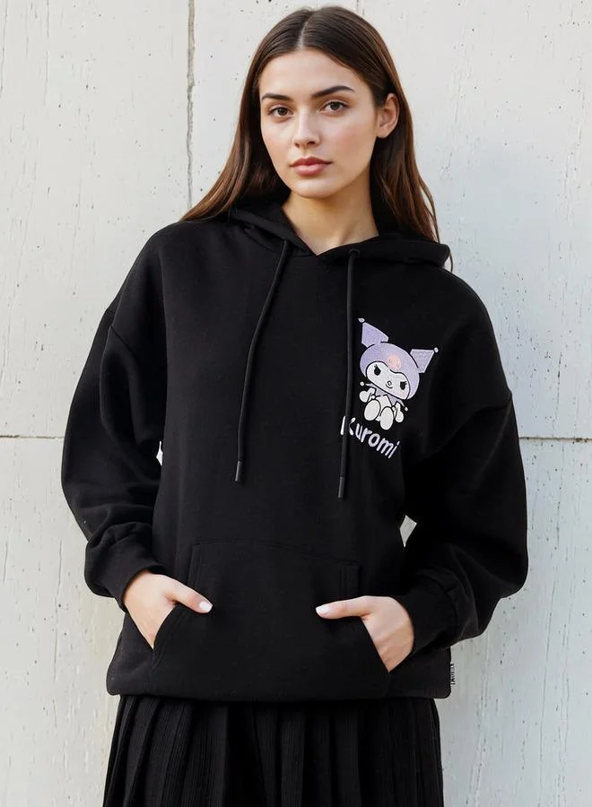 SP Characters  Oversized Hoodie with Kuromi Print for Women | Best Price UAE