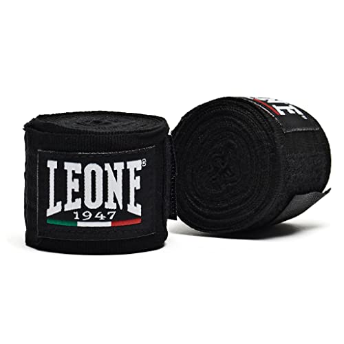 LEONE 1947 AB705 Boxing Hand Wraps Elastic Cotton Wrist Knuckle Support for Boxing MMA Muay Thai Pair 138 col Black - Image 1
