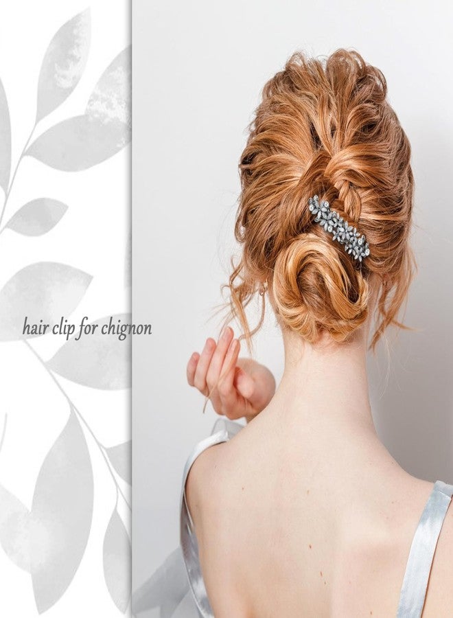HQTS Barrettes for Women,with Flower bloom appearance,embedded Rhinestone and imitation Pearls as Decoration,elegant and retro Hair clip.light grey - Image 3