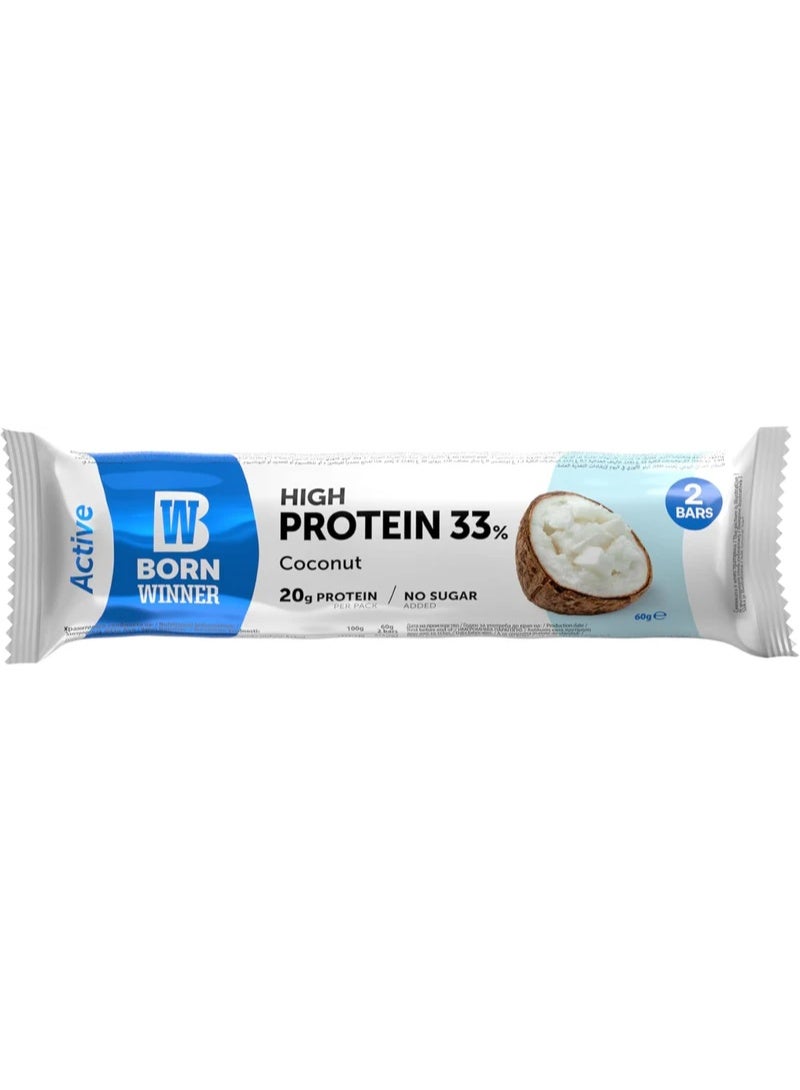 Born Winner Deluxe Protein Bar Coconut 12 Bars x 60g - Multi Layer Crispy High Protein Bar, No Added Sugar, 20g Protein Per Bar - Image 2