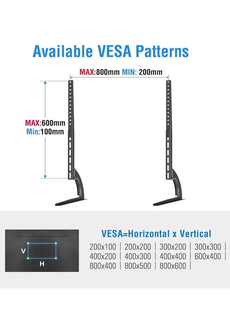 ELTRAZONE Universal TV Stand, Table Top TV Stand for Most 32-65 Inch LCD Flat Screen TVs, Detachable TV Leg Fits Max VESA 800x600mm, TV Base with 3 Height Adjustment - Image 4