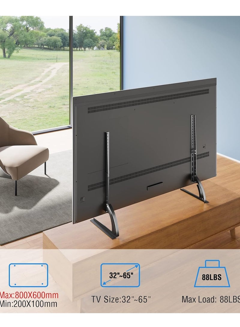 ELTRAZONE Universal TV Stand, Table Top TV Stand for Most 32-65 Inch LCD Flat Screen TVs, Detachable TV Leg Fits Max VESA 800x600mm, TV Base with 3 Height Adjustment - Image 3