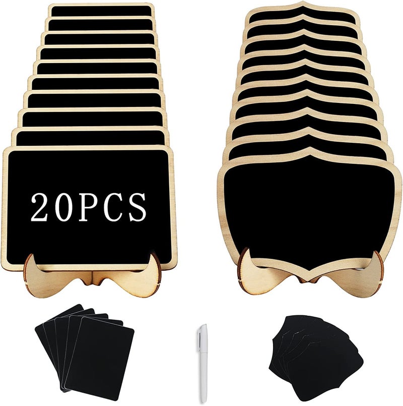Haoser Wood 20Pcs Mini Chalkboard Signs,Small Chalkboard With Support Easels,Chalkboard Place Cards,Table Numbers,Food Labels For Party - Image 1