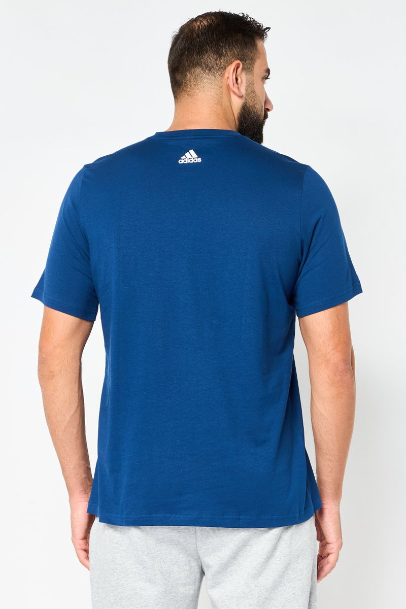 Adidas Men Sportswear Fit Short Sleeve Outdoor T-Shirt, Blue - Image 3