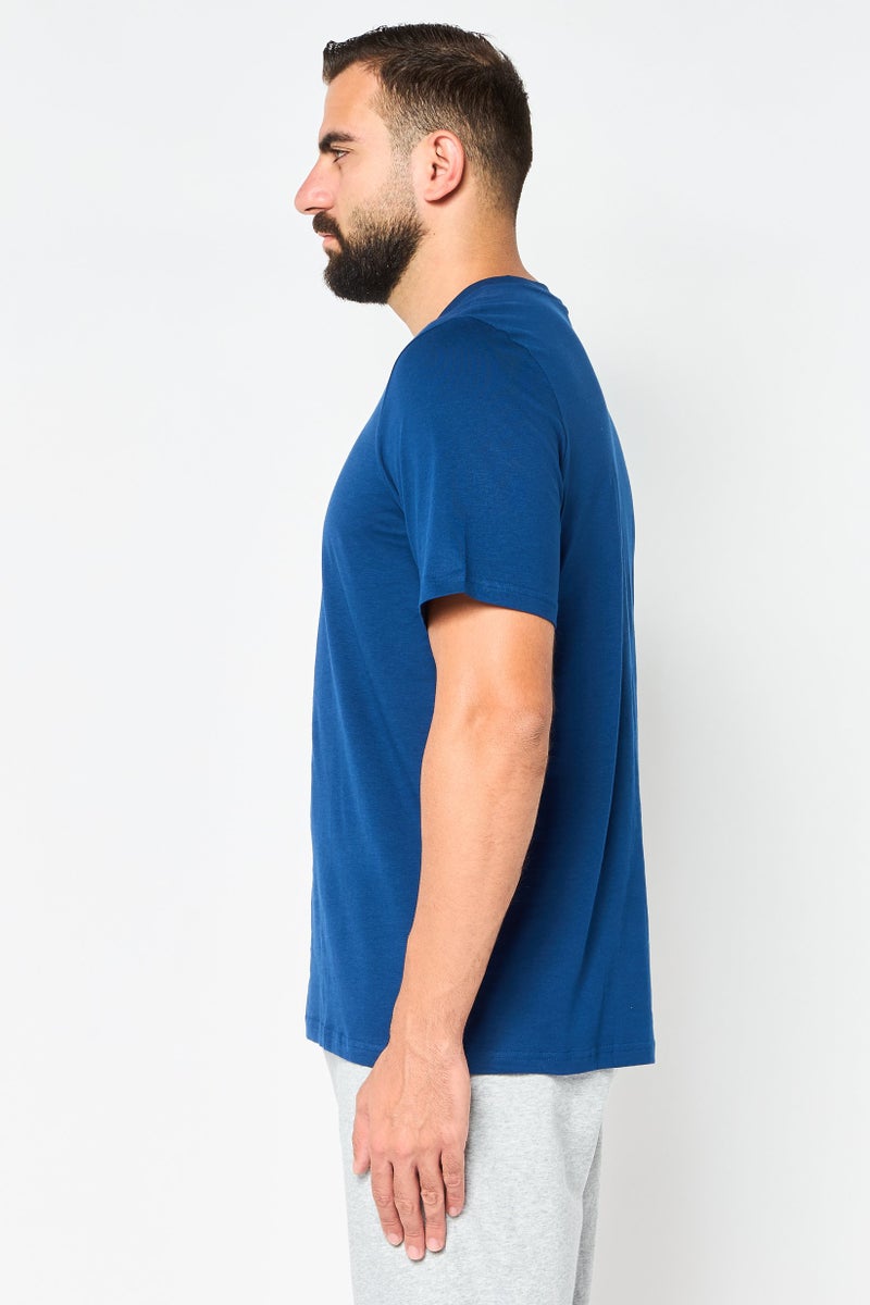 Adidas Men Sportswear Fit Short Sleeve Outdoor T-Shirt, Blue - Image 4