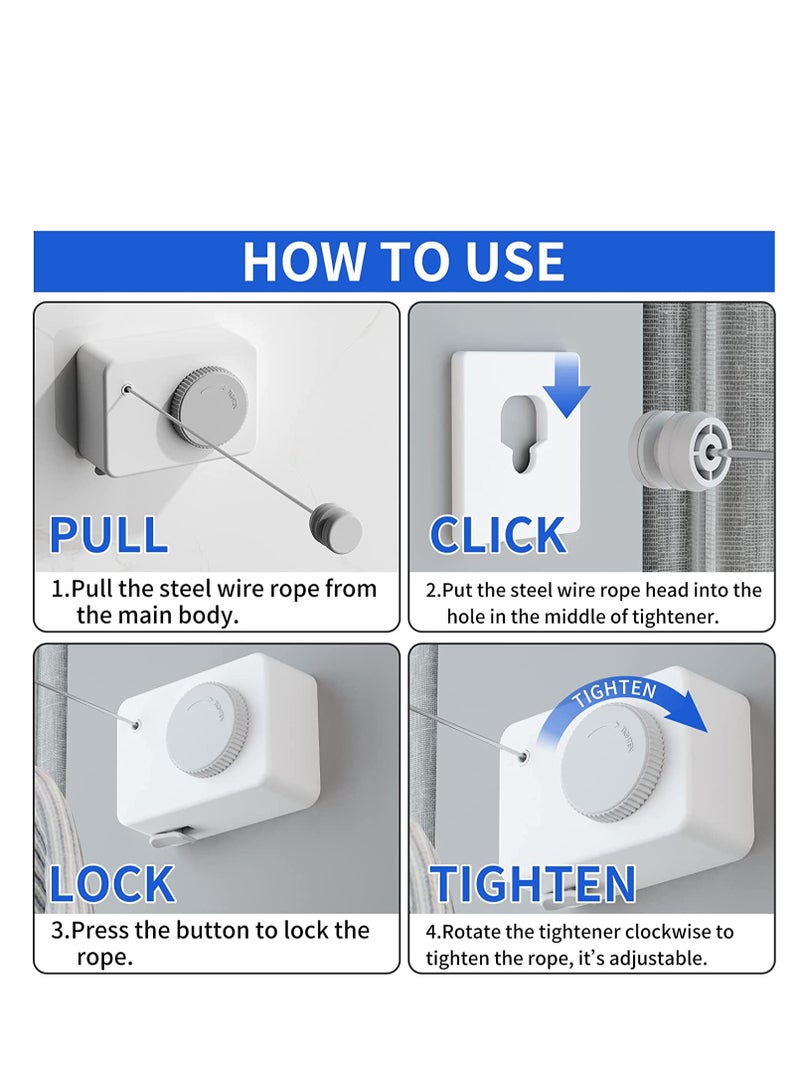 SYOSI Retractable Clothesline Indoor Clothes Line Retracting Outdoors Wall Mounted Clothes Line Outdoors Set 13.8 Ft Heavy Duty 50lbs Weight Retractable Laundry Line Space Saving Easy Installation White - Image 2
