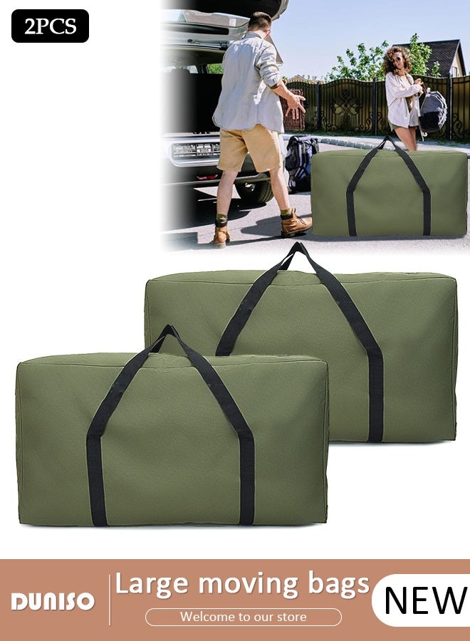 DUNISO 2Packs Large Moving Bags, Foldable Storage Tote with Double Zippers, Storage Totes For Space Saving, Sturdy Carrying Handles for Travel, College Moving Supplies, Bedding, Clothes - Image 1