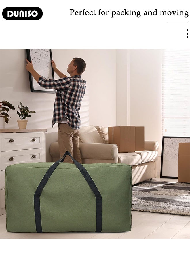 DUNISO 2Packs Large Moving Bags, Foldable Storage Tote with Double Zippers, Storage Totes For Space Saving, Sturdy Carrying Handles for Travel, College Moving Supplies, Bedding, Clothes - Image 3