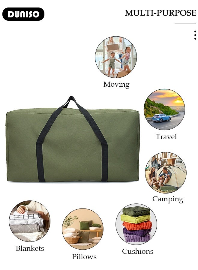 DUNISO 2Packs Large Moving Bags, Foldable Storage Tote with Double Zippers, Storage Totes For Space Saving, Sturdy Carrying Handles for Travel, College Moving Supplies, Bedding, Clothes - Image 2