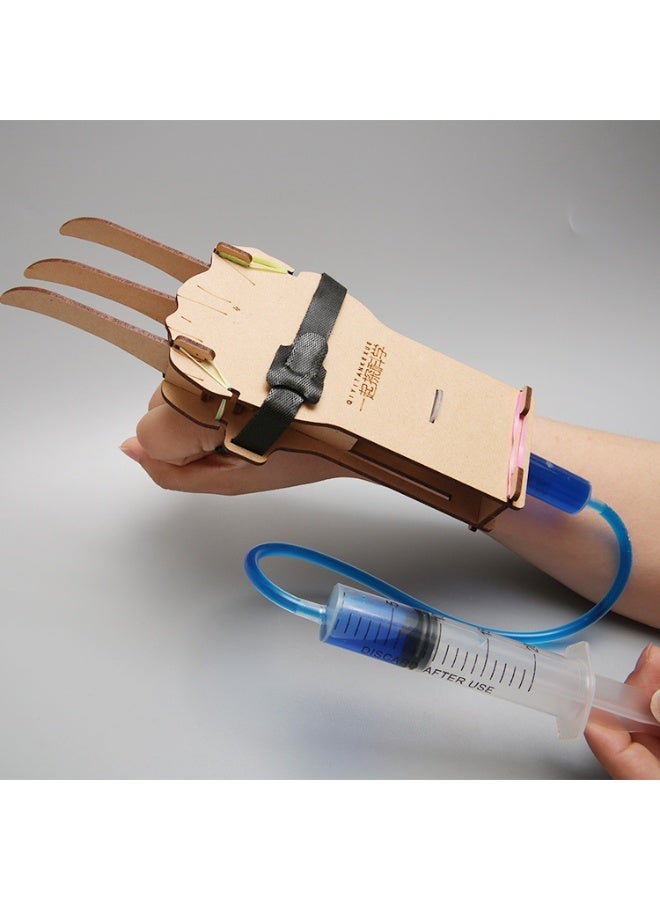 مجموعة ألعاب تركيب خشبية علمية: مخلب هيدروليكي + مضخة مياه يدوية – لعبة تعليمية STEM لتجارب الفيزياء - Image 3