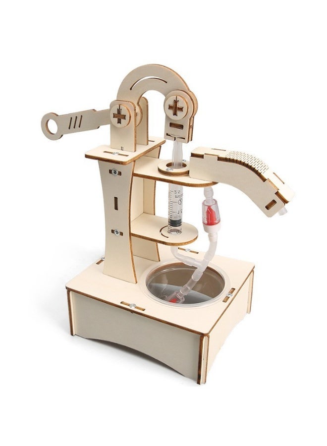 مجموعة ألعاب تركيب خشبية علمية: مخلب هيدروليكي + مضخة مياه يدوية – لعبة تعليمية STEM لتجارب الفيزياء - Image 2