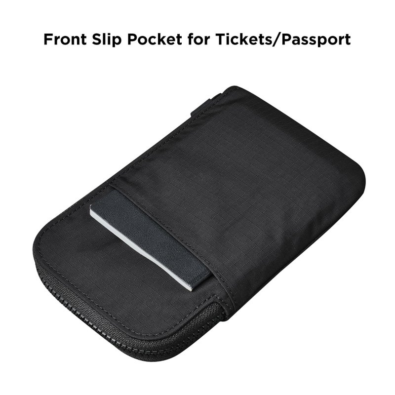 ALPAKA Zip Travel Wallet Black Axoflux 210D - RFID Passport Holder - Self Locking Zipper - Tear Resistant Material - Four Pockets and Two Card Slots - HUB Accessories Compatible - Image 3