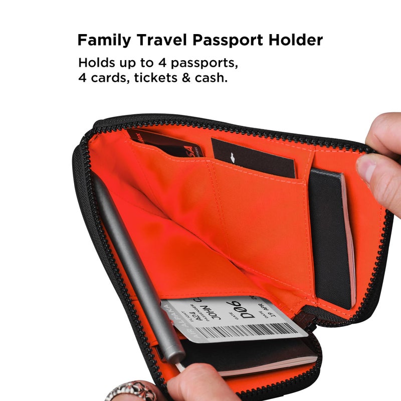 ALPAKA Zip Travel Wallet Black Axoflux 210D - RFID Passport Holder - Self Locking Zipper - Tear Resistant Material - Four Pockets and Two Card Slots - HUB Accessories Compatible - Image 4