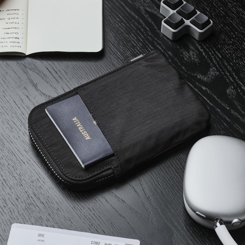 ALPAKA Zip Travel Wallet Black Axoflux 210D - RFID Passport Holder - Self Locking Zipper - Tear Resistant Material - Four Pockets and Two Card Slots - HUB Accessories Compatible - Image 2