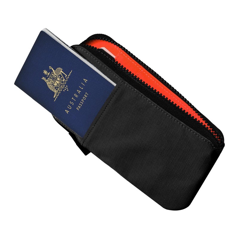 ALPAKA Zip Travel Wallet Black Axoflux 210D - RFID Passport Holder - Self Locking Zipper - Tear Resistant Material - Four Pockets and Two Card Slots - HUB Accessories Compatible - Image 1
