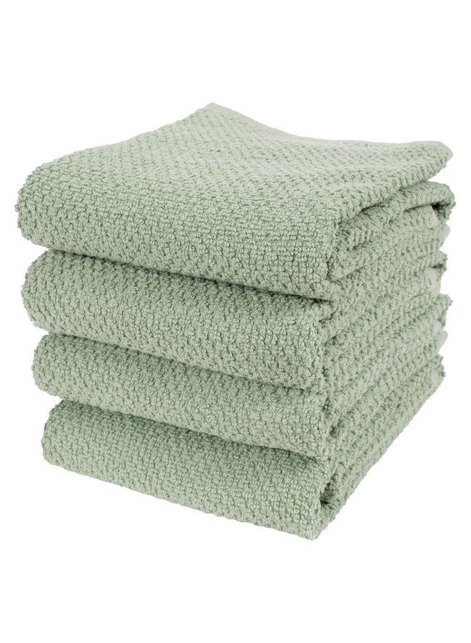 KAF Home Set of 4 Deluxe Popcorn Terry Kitchen Towels | 20 x 30 Inches | 100% Cotton Kitchen Dish Towels (French Green) - Image 1