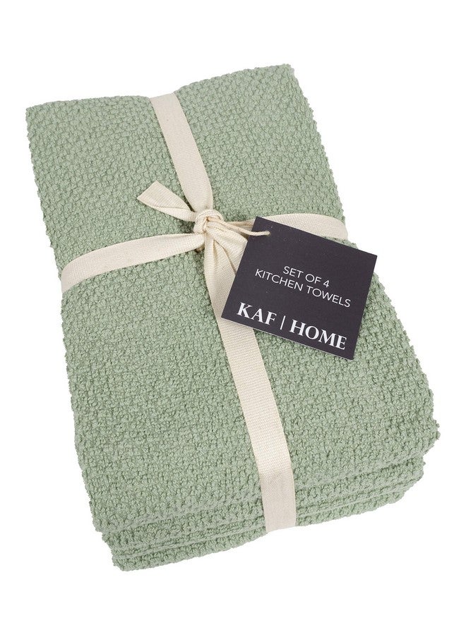 KAF Home Set of 4 Deluxe Popcorn Terry Kitchen Towels | 20 x 30 Inches | 100% Cotton Kitchen Dish Towels (French Green) - Image 3
