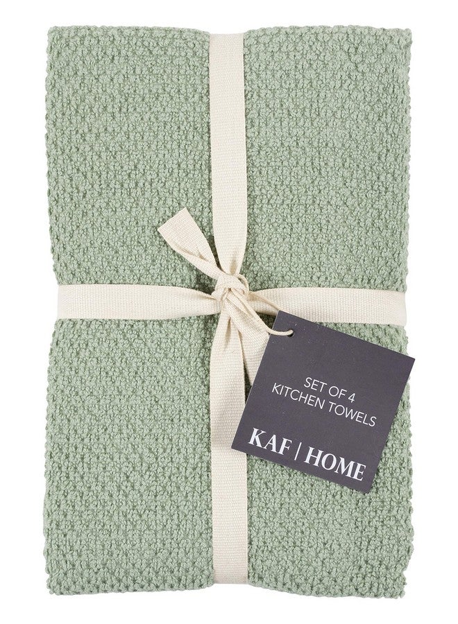 KAF Home Set of 4 Deluxe Popcorn Terry Kitchen Towels | 20 x 30 Inches | 100% Cotton Kitchen Dish Towels (French Green) - Image 2