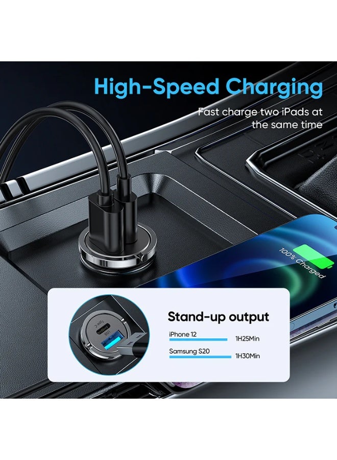 Joyroom C-A35 45W PD Type-C & QC3.0 Dual Car Charger 🔌 (Fast Charge | Mini Design) - Tarnish Grey - Image 2