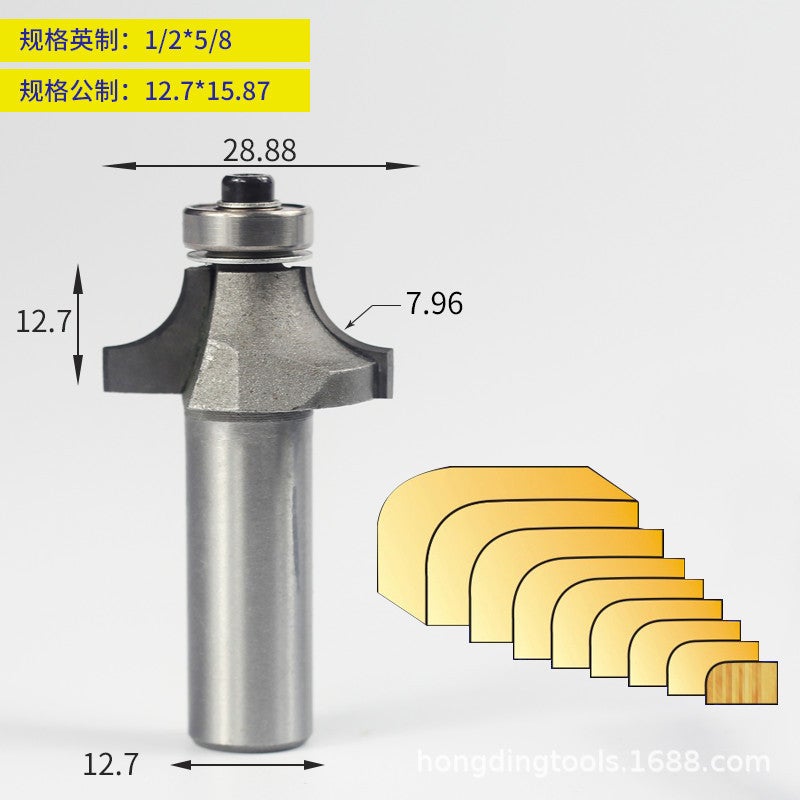 Woodworking Milling Cutter Bearing Round Angle Cutter Trimming Machine Cutter Head Chamfering Slotting Engraving Woodworking Cutter Gong Knife 1/4 Handle - Image 1