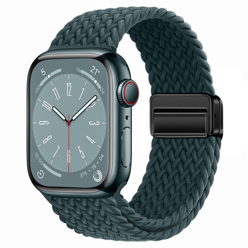 erorex For Apple Watch Series 6 44Mm Nylon Woven Magnetic Fold Buckle Watch Band(Rainforest Green) - Image 1