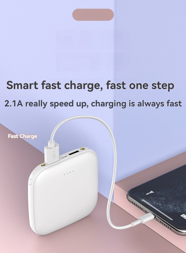 12000 mAh portable power bank, creative high-looking mini large-capacity fast-charging power bank (white)  - Image 2