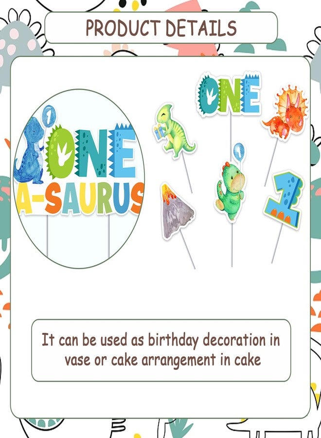 Balterever One a Saurus Dinosaur 1st Birthday Cupcake Toppers & Decorations - Image 5