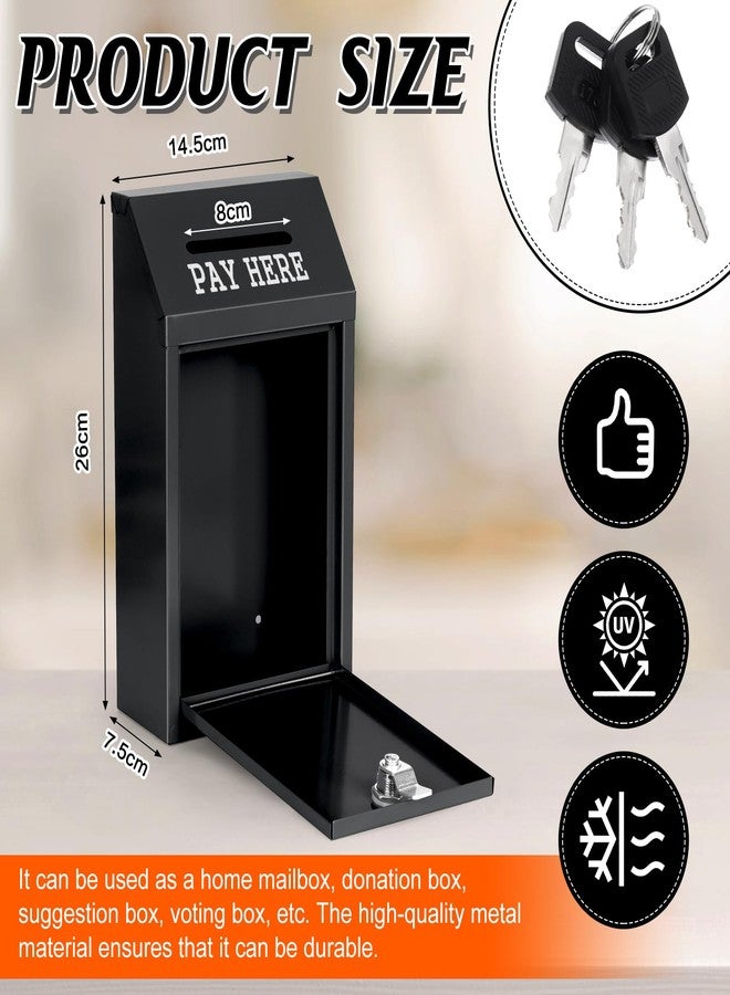 Mkhaslri Metal Donation Box Collection Safe Suggestion Box with Lock Wall Mounted Mailbox Delivery Ballot Case Key Drop Case for Home Office Outdoor Door (Balck, 10.24 x 5.71 x 2.95 Inch) - Image 2