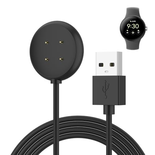 Tobfit USB Charger Cable Compatible for Google Pixel Watch 2 3, Magnetic Charging Cord Replacement for Pixel Watch 3 2 Smartwatch 50cm (Black) - Image 1